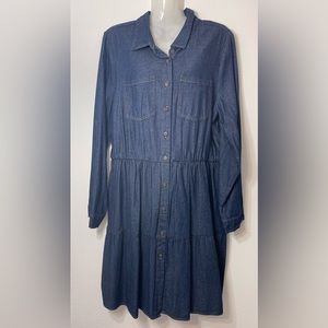 LONG SLEEVE SIZE LARGE DENIM DRESS